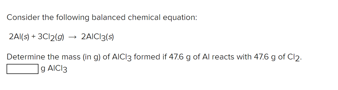 Solved Consider the following balanced chemical equation: | Chegg.com
