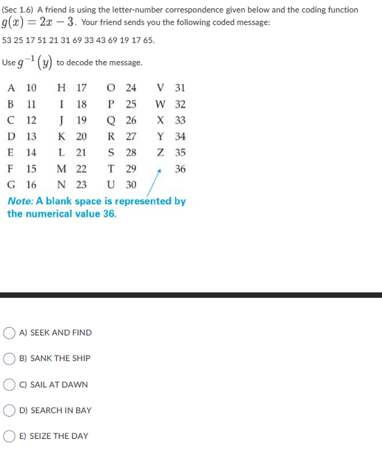Sec 1 6 A Friend Is Using The Letter Number Chegg Com