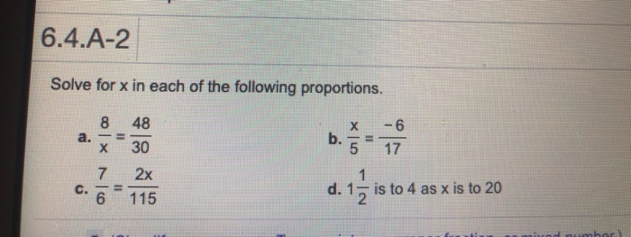 Solved 6.4.A-2 Solve for x in each of the following | Chegg.com
