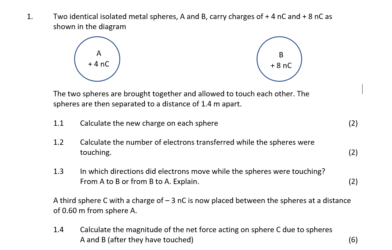 Solved Two identical isolated metal spheres, A and B, carry
