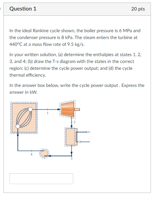 Solved Question 1 20 Pts In The Ideal Rankine Cycle Shown, | Chegg.com