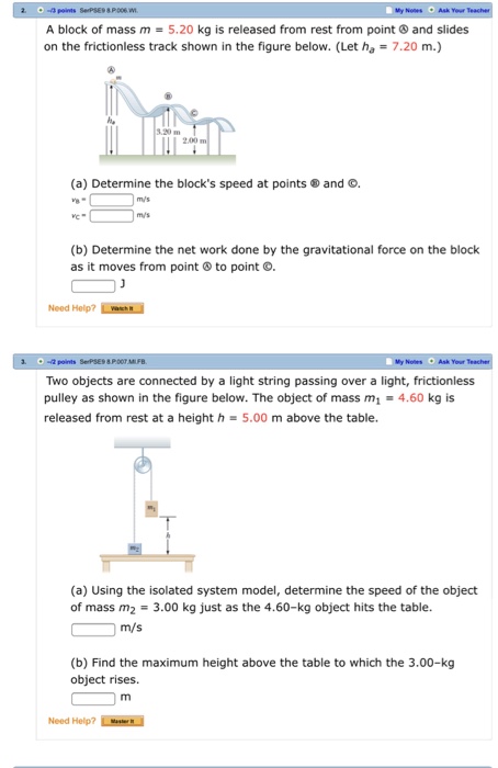 Solved A block of mass m-5.20 kg is released from rest from | Chegg.com