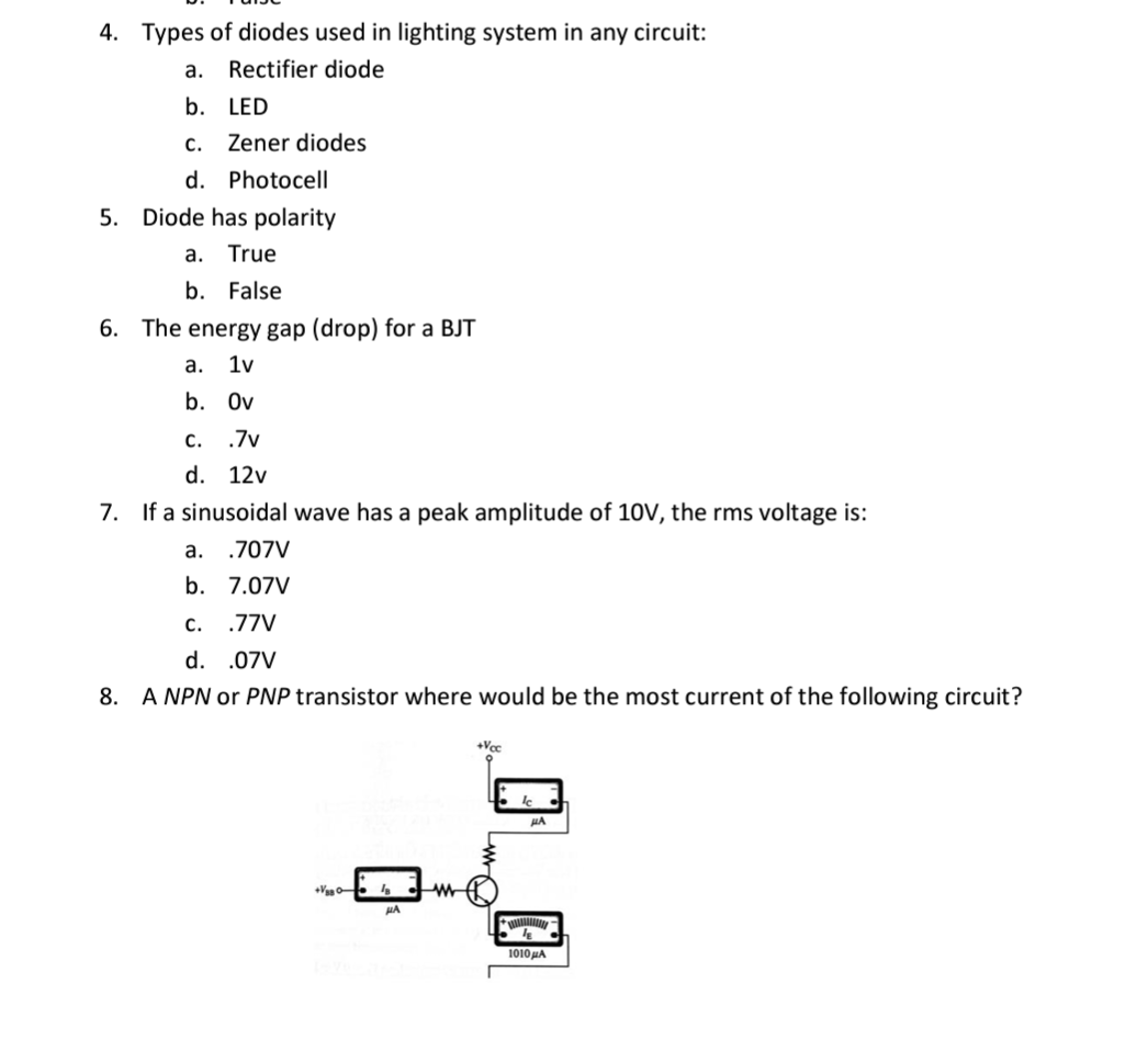 Solved 4. Types of diodes used in lighting system in any | Chegg.com