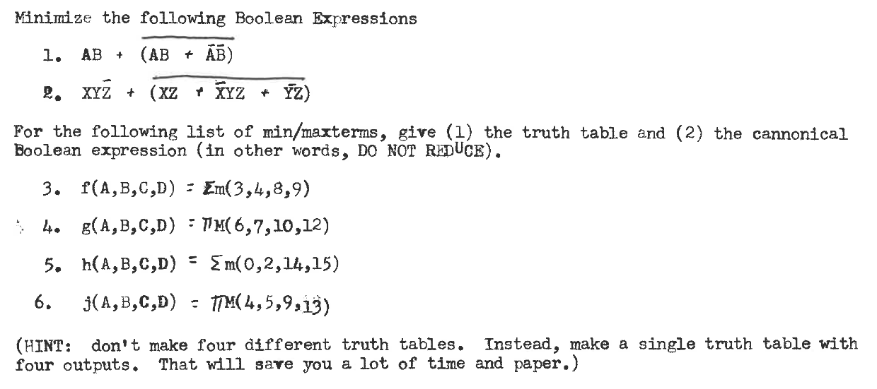 Solved Minimize The Following Boolean Expressions 1. AB + | Chegg.com