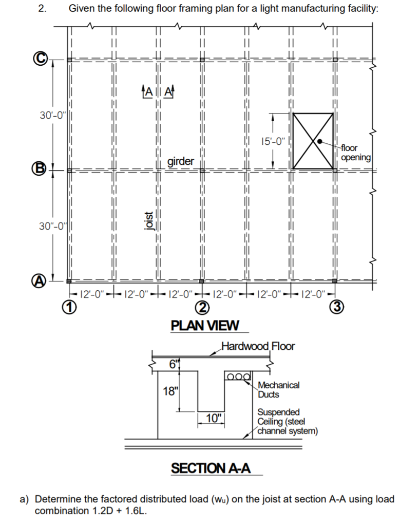 Solved 2. Given the following floor framing plan for a light | Chegg.com