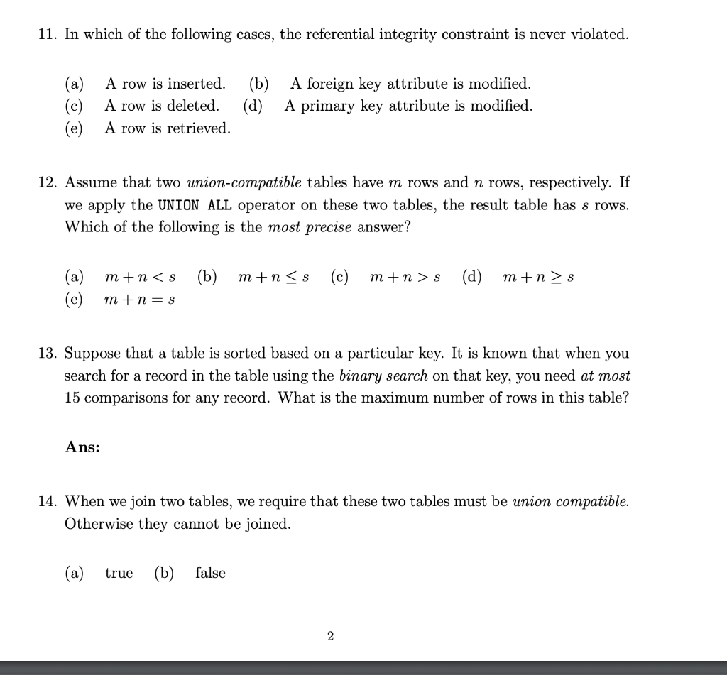 Solved 11. In which of the following cases the referential