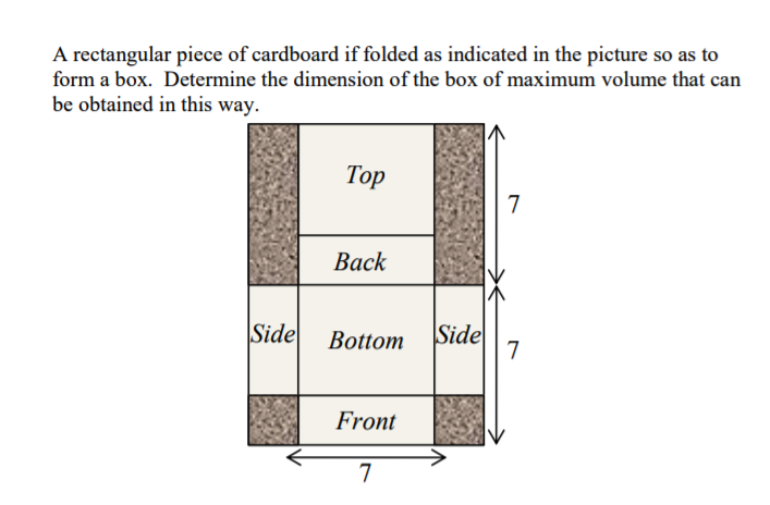 Solved A rectangular piece of cardboard if folded as | Chegg.com