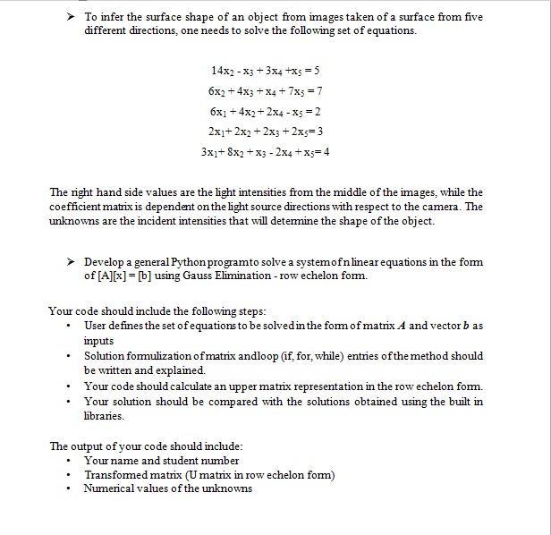 Solved To infer the surface shape of an object from images | Chegg.com