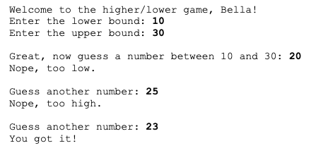 Solved Higher/Lower Game Description Your friend Maria has | Chegg.com