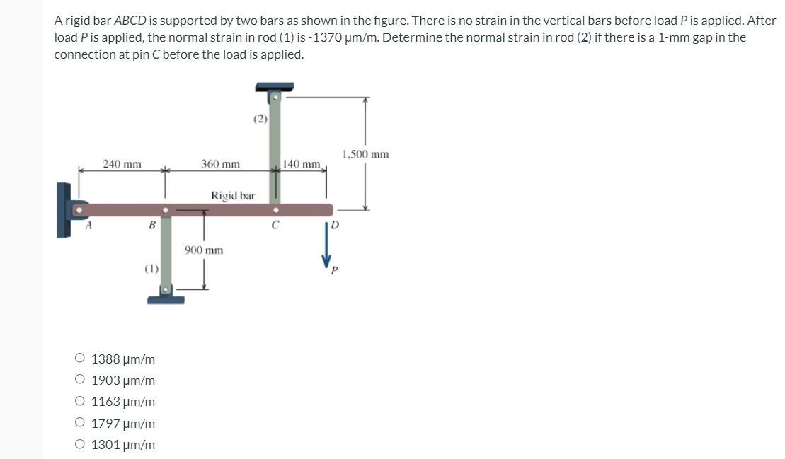 Solved A Rigid Bar ABCD Is Supported By Two Bars As Shown In | Chegg.com