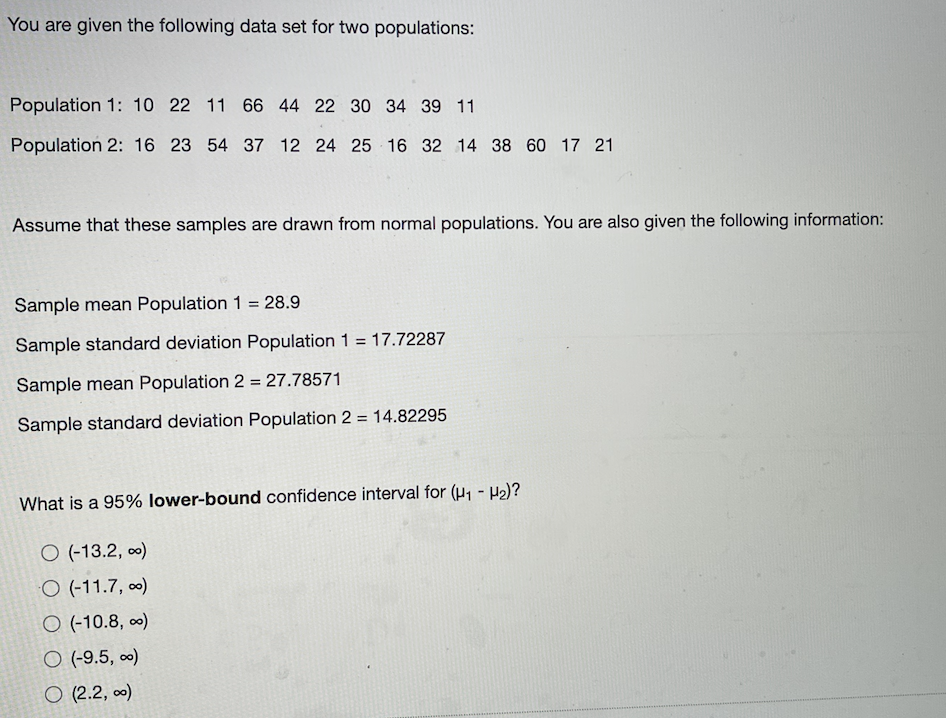 Solved You are given the following data set for two | Chegg.com