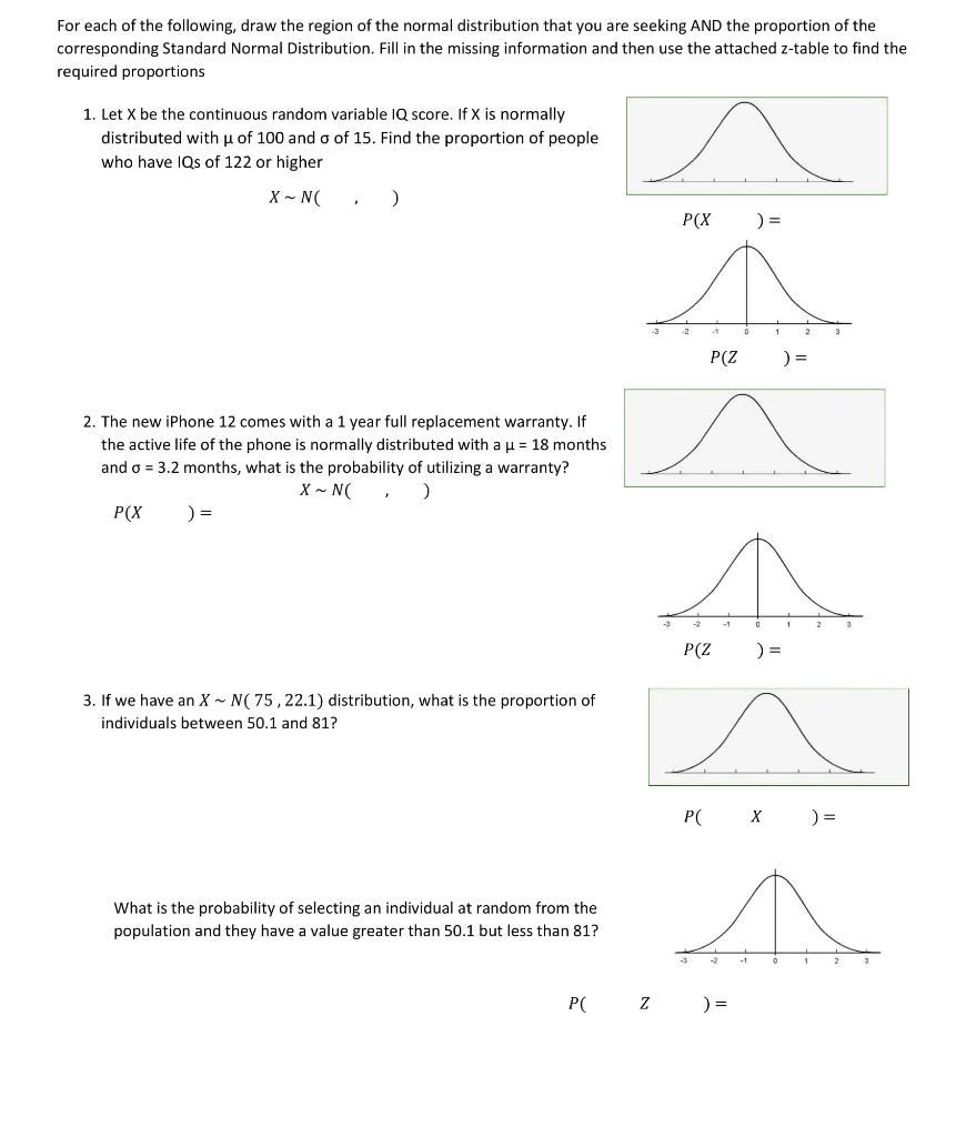 Solved For each of the following, draw the region of the | Chegg.com