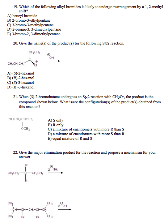 Solved 19. Which of the following alkyl bromides is likely | Chegg.com