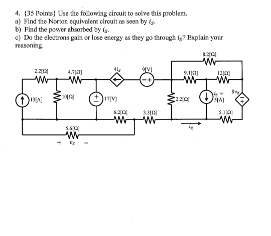Solved 5. {35 Points} Use the following circuit to solve | Chegg.com