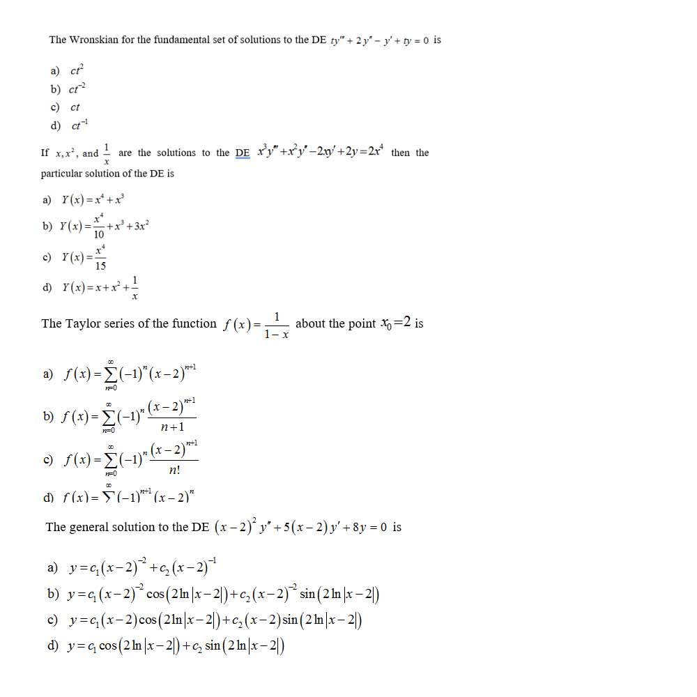 Solved The Wronskian for the fundamental set of solutions to