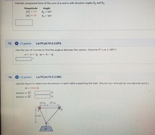 Solved Find the component form of the sum of u and v with | Chegg.com