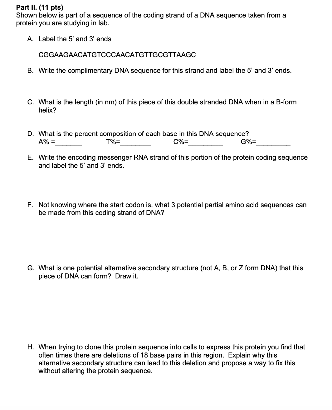 Solved Part II. (11 ﻿pts)Shown below is part of a sequence | Chegg.com