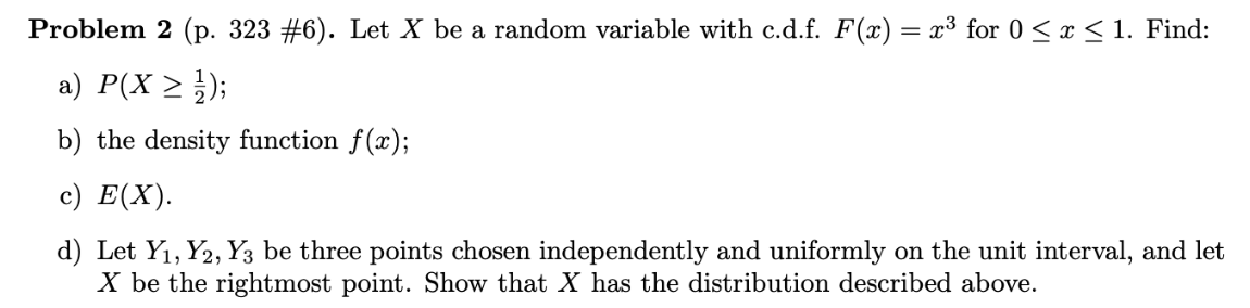 Solved Problem 2 (p. 323#6 ). Let X be a random variable | Chegg.com