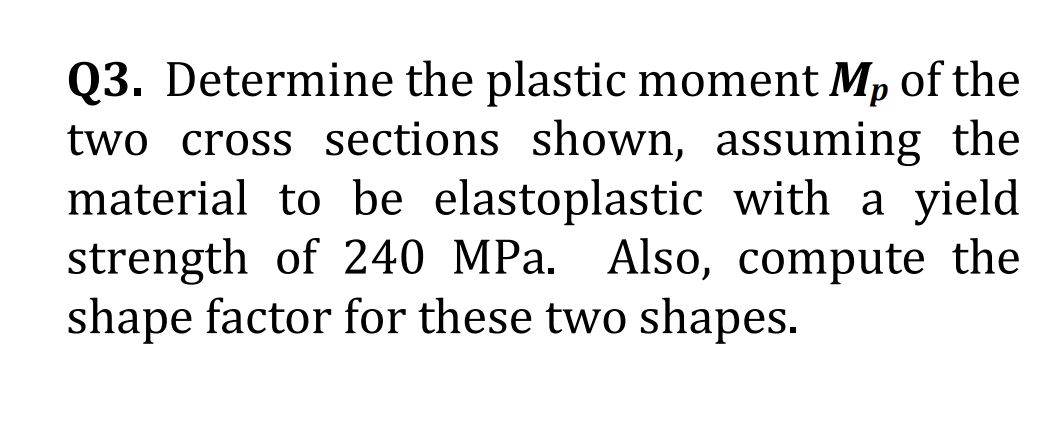 Solved Q3. Determine the plastic moment Mp of the two cross | Chegg.com