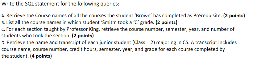 Solved Probem 2: A database snapshot of a Student | Chegg.com