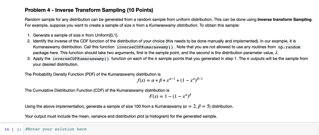 Problem 4 - Inverse Transform Sampling (10 Points) | Chegg.com