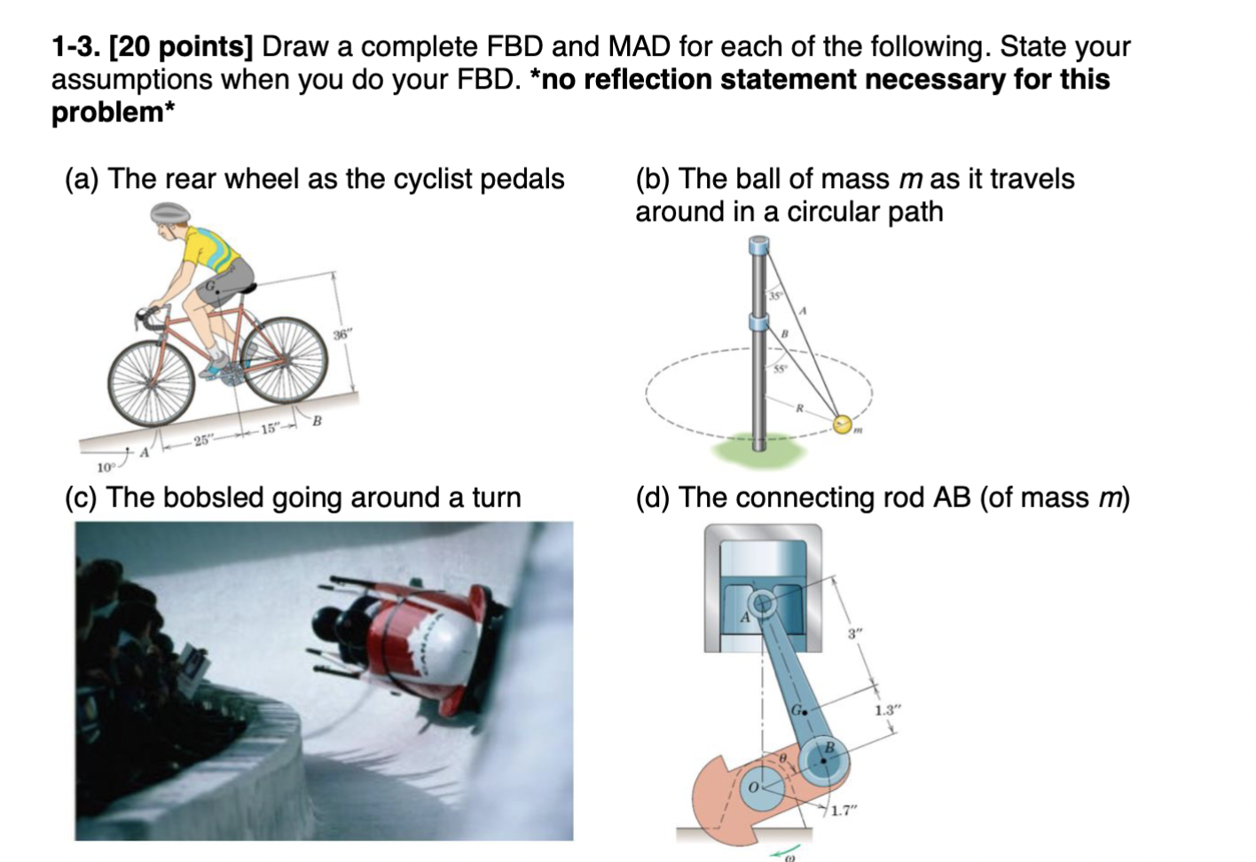 Solved 1-3. [20 ﻿points] ﻿Draw a complete FBD and MAD for | Chegg.com