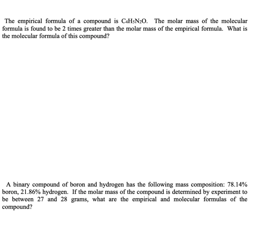 solved-the-empirical-formula-of-a-compound-is-c4h3n20-the-chegg