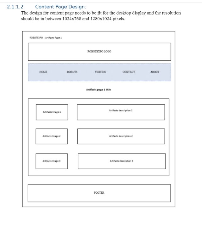 Solved 2.1.1.2 Content Page Design: The design for content | Chegg.com