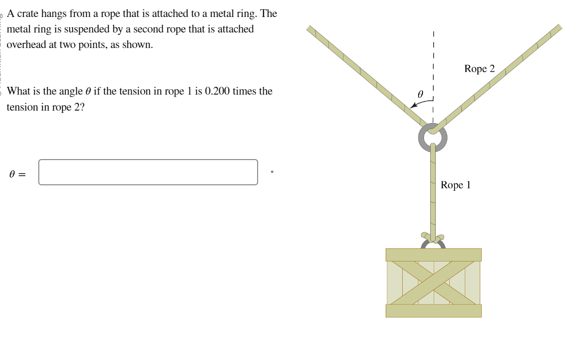 A crate hangs from a rope that is attached to a metal | Chegg.com