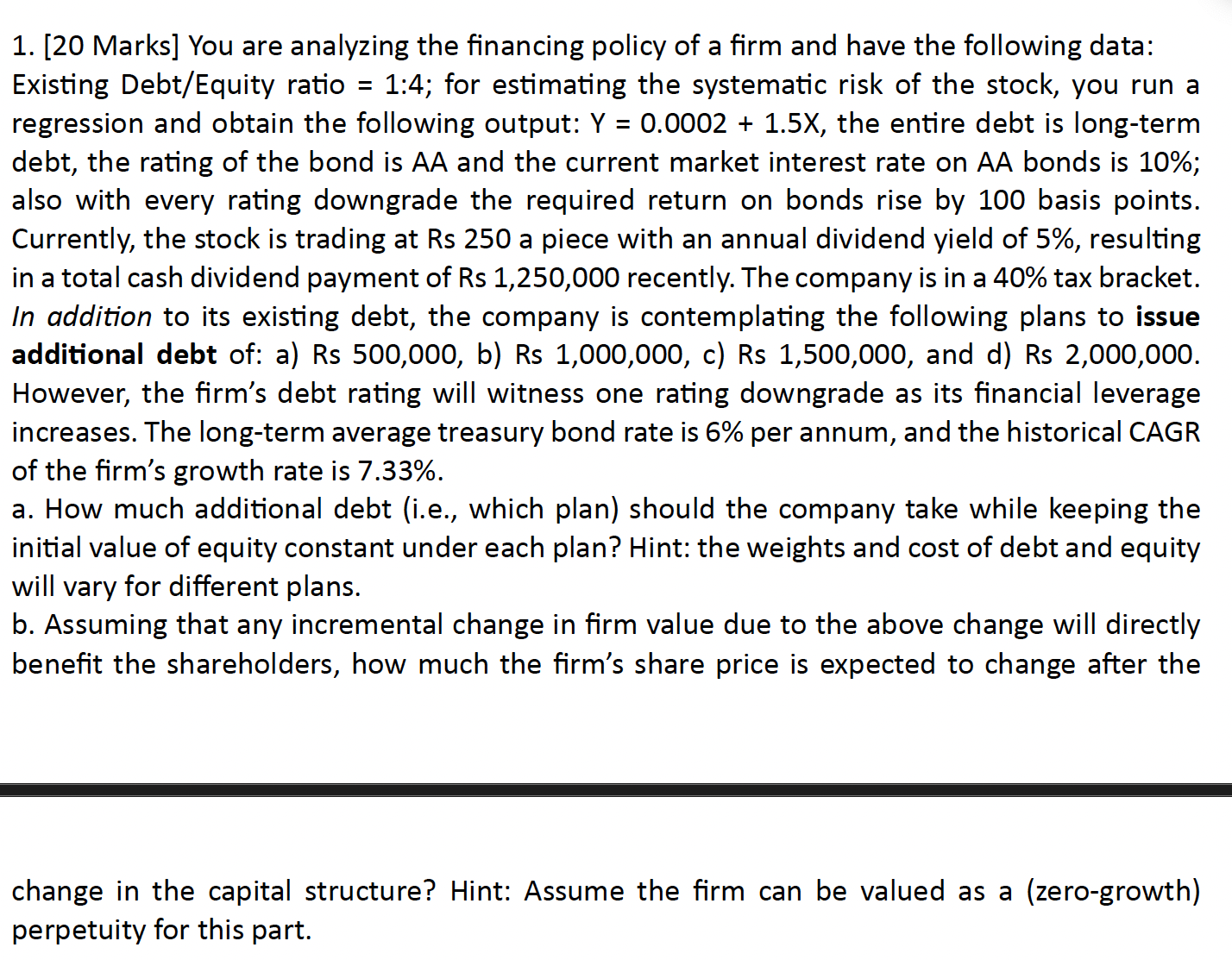 Solved change in the capital structure? Hint: Assume the | Chegg.com