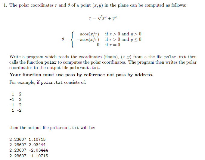 Solved 1. The polar coordinates r and θ of a point (z,y) in | Chegg.com