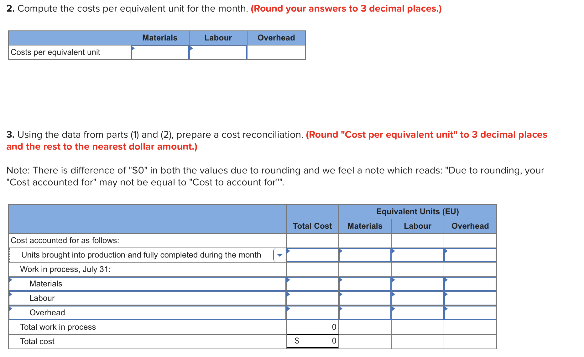 Solved 4. Prepare a production report for the cooking | Chegg.com