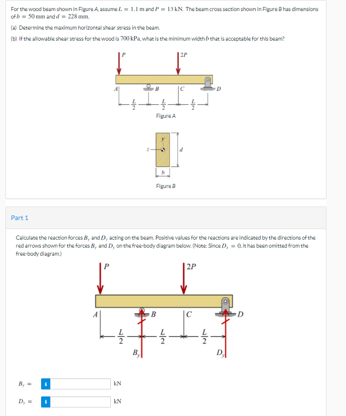 Solved For The Wood Beam Shown In Figure A, Assume L = 1.1 M | Chegg.com