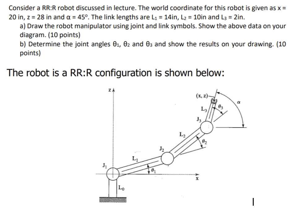 Solved Consider a RR:R robot discussed in lecture. The world | Chegg.com