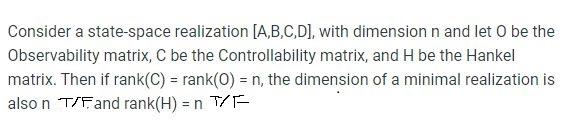 Solved Consider a state-space realization [A,B,C,D], with | Chegg.com
