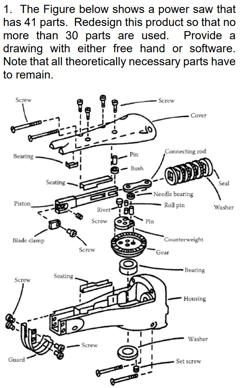 Solved 1. The Figure below shows a power saw that has 41