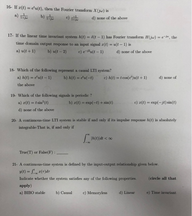 16 If R T E U T Then The Fourier Transform Chegg Com