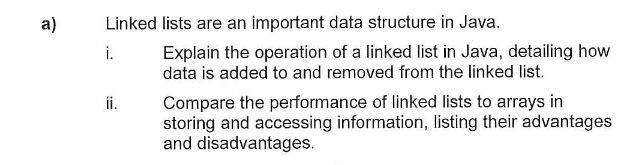 Solved a) Linked lists are an important data structure in | Chegg.com