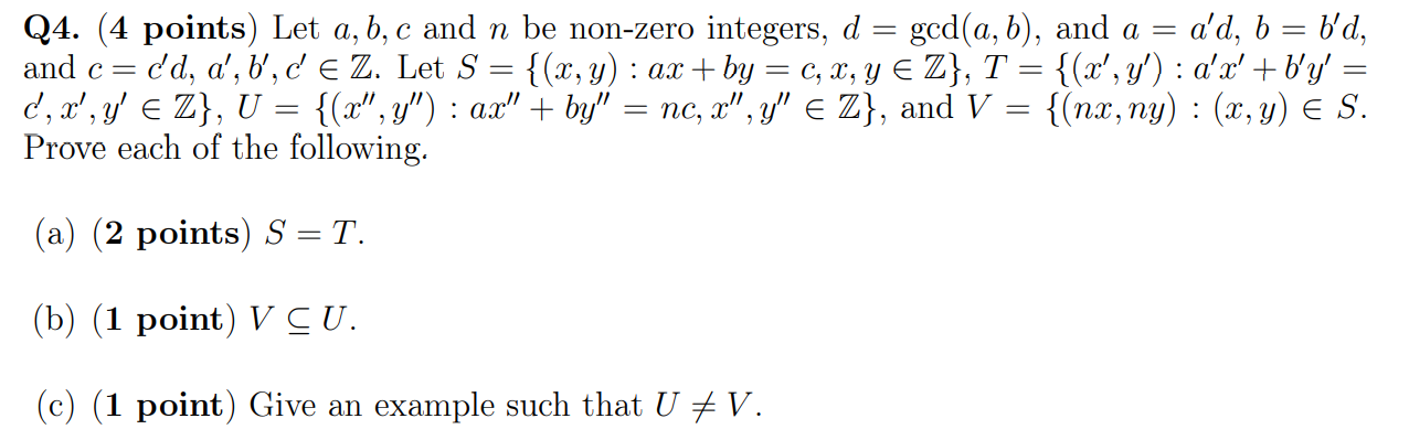 Solved And C Q4 4 Points Let A B C And N Be Non Zer Chegg Com