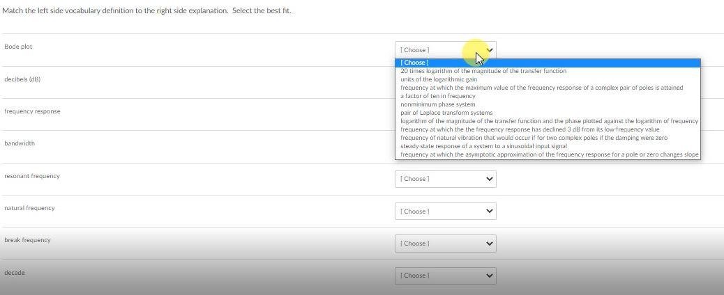 Solved The options are the ones shown by the drop down. I'll | Chegg.com