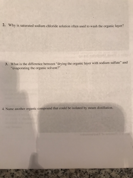 Solved 2 Why Is Saturated Sodium Chloride Solution Often