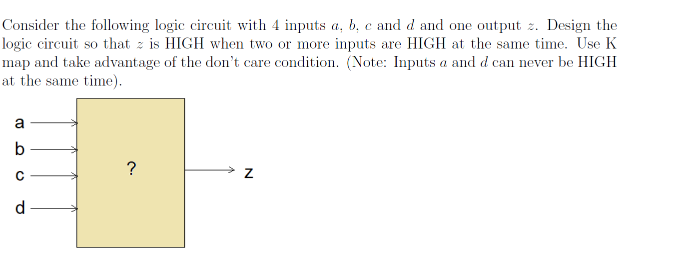 Solved Consider The Following Logic Circuit With 4 Inputs A, | Chegg.com