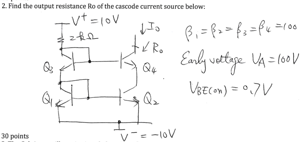 Solved 2 Find The Output Resistance Ro Of The Cascode Cu Chegg Com