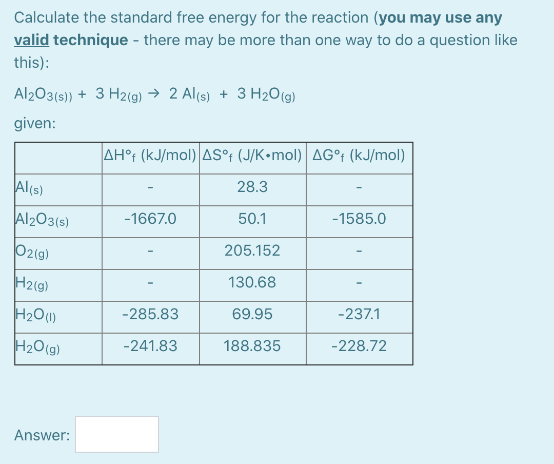 Solved Calculate The Standard Free Energy For The Reaction | Chegg.com