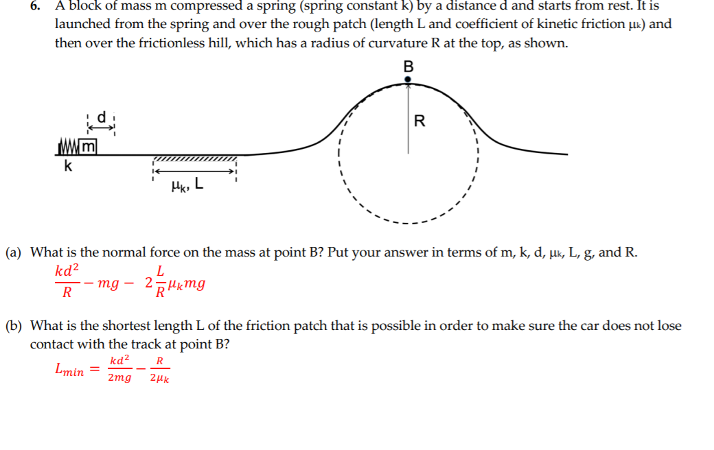 Solved 6 A Block Of Mass M Compressed A Spring Spring C Chegg Com