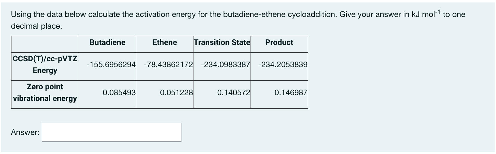 Solved Using The Data Below Calculate The Activation Energy | Chegg.com