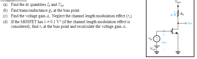 Solved Consider the MOSFET amplifier shown in the below | Chegg.com