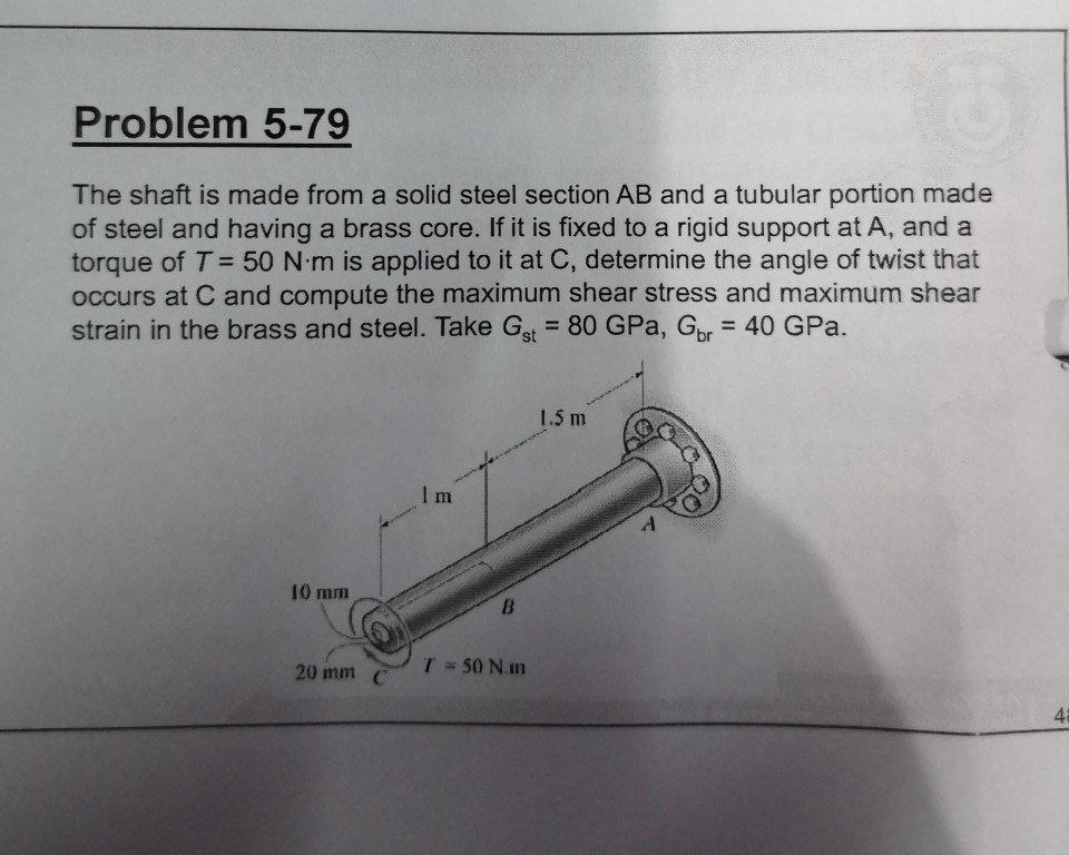 Solved Problem 5-79 The shaft is made from a solid steel | Chegg.com