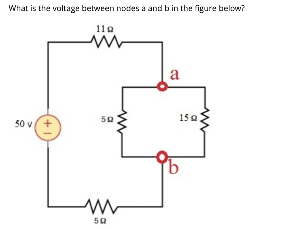 Solved What is the voltage between nodes a and b in the | Chegg.com