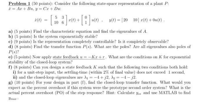 Solved Problem 1 (50 points): Consider the following | Chegg.com